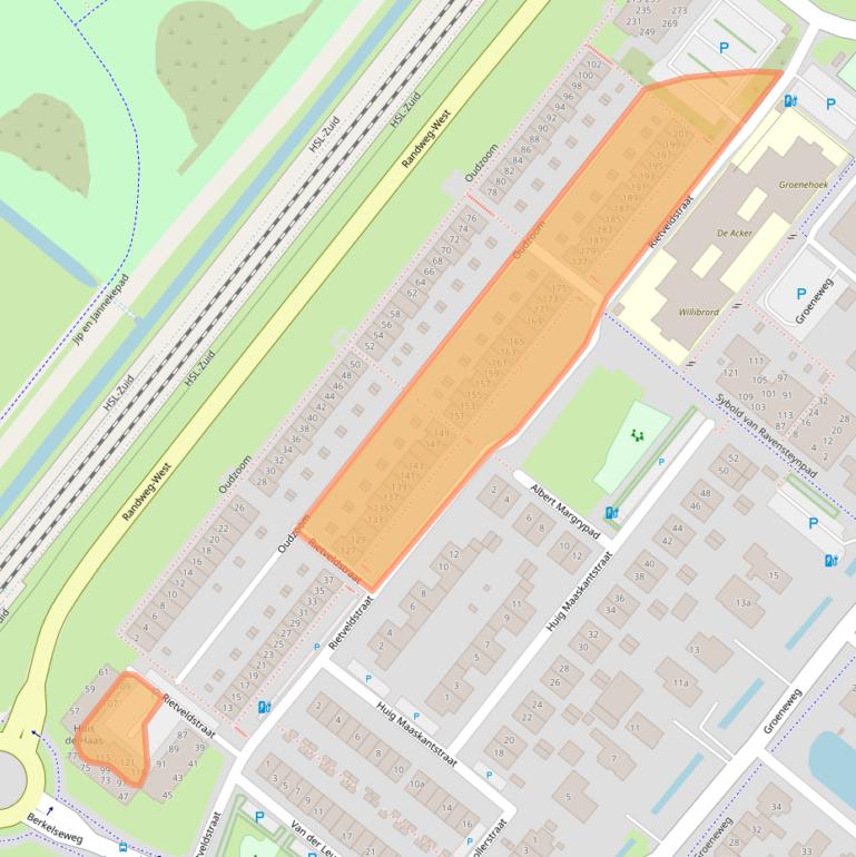 Kaart van postcodegebied 2662HL.