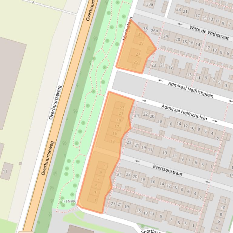 Kaart van postcodegebied 2665AA.