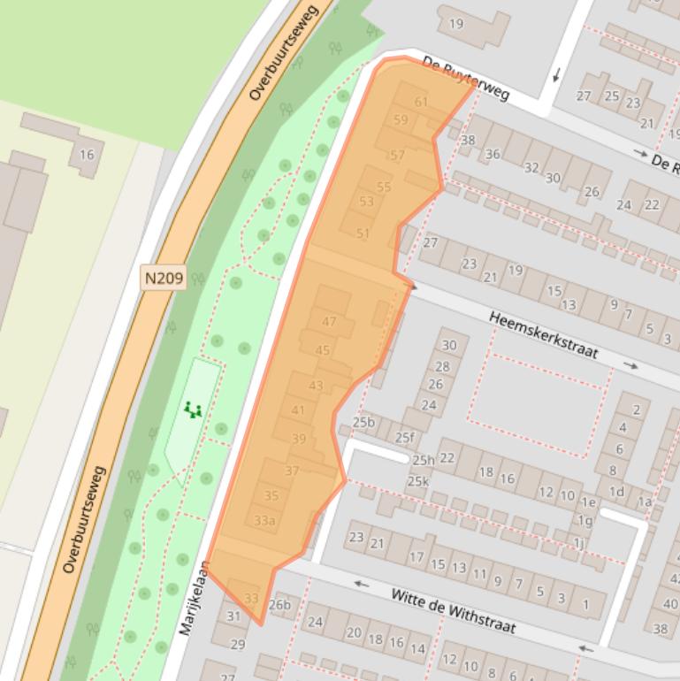 Kaart van postcodegebied 2665AB.