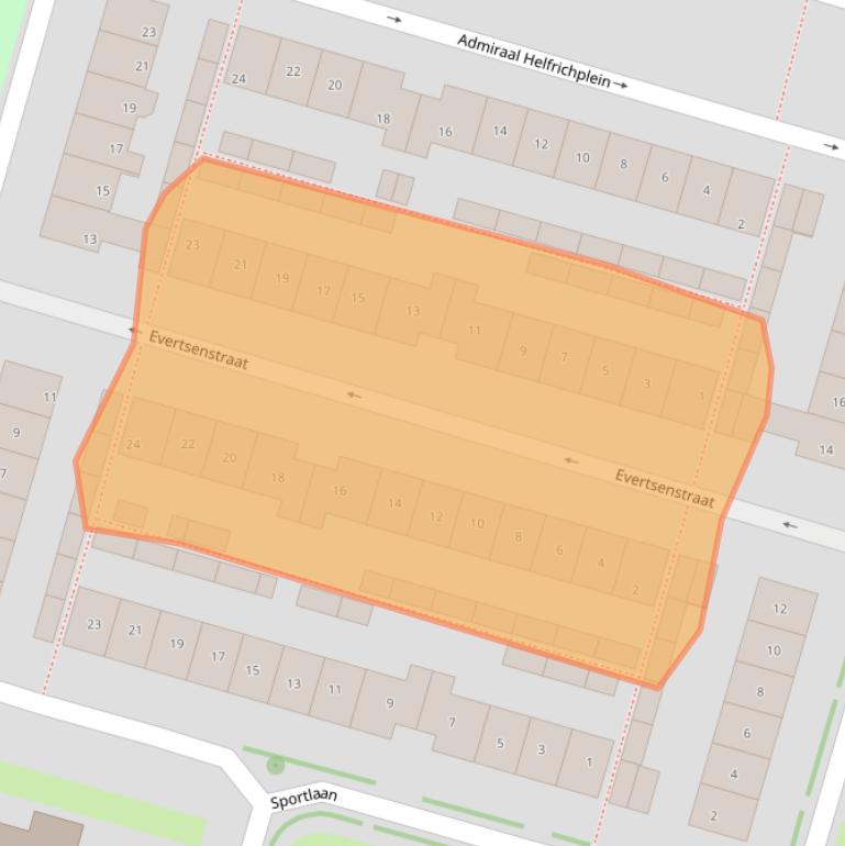Kaart van postcodegebied 2665AE.