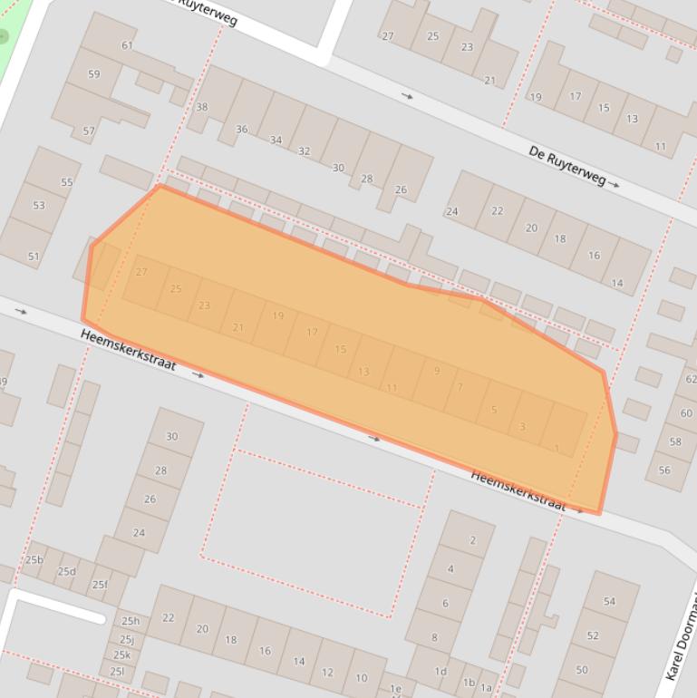 Kaart van postcodegebied 2665AJ.