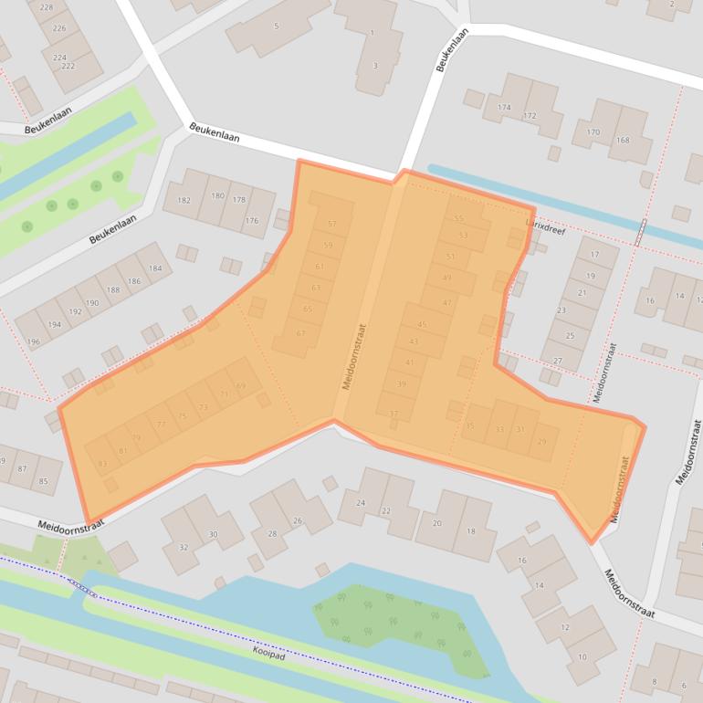 Kaart van postcodegebied 2665DL.