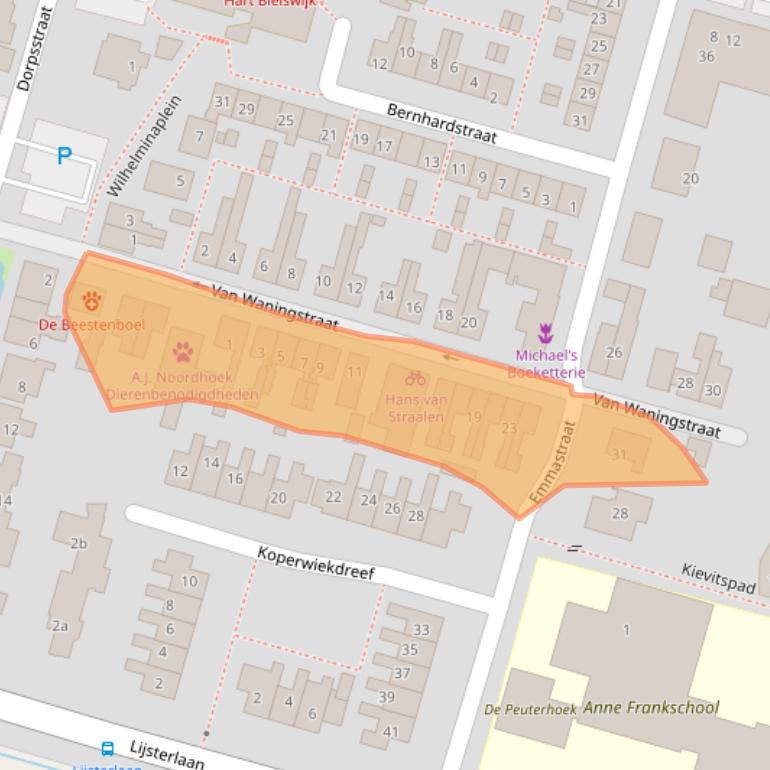 Kaart van postcodegebied 2665KJ.
