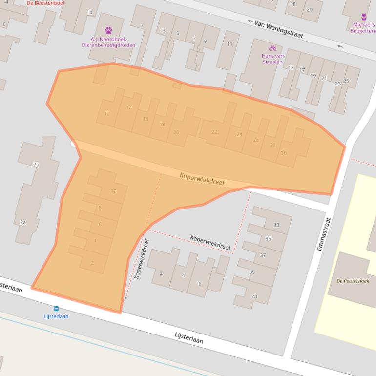 Kaart van postcodegebied 2665VE.