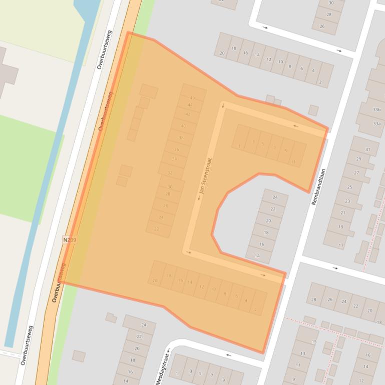 Kaart van postcodegebied 2665XJ.