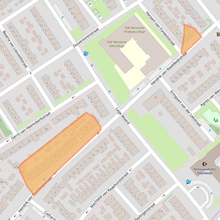 Kaart van postcodegebied 2671BB.