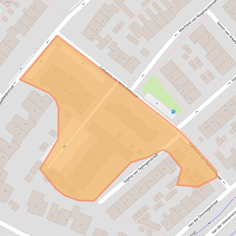 Kaart van postcodegebied 2671BE.