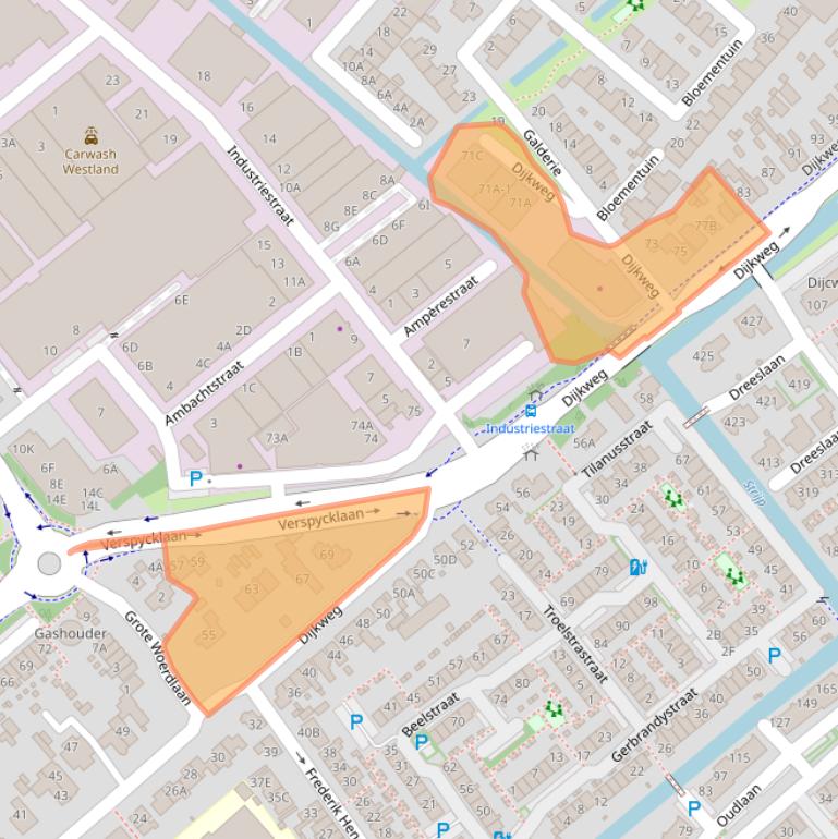 Kaart van postcodegebied 2671CW.