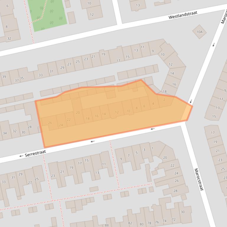 Kaart van postcodegebied 2671RP.