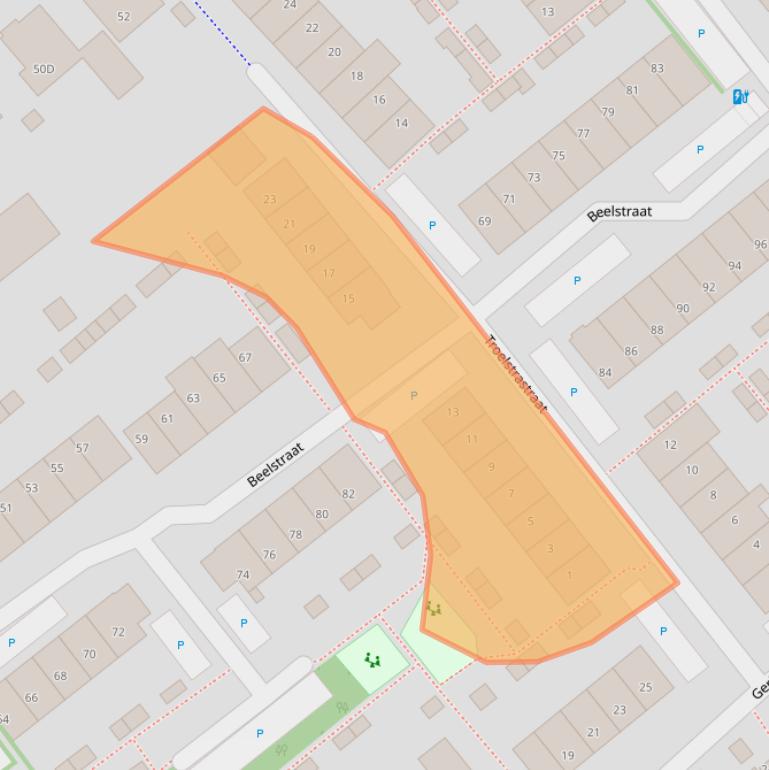 Kaart van postcodegebied 2672AE.