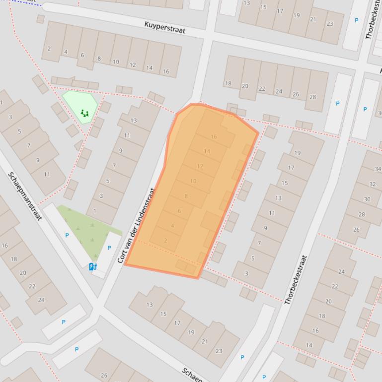 Kaart van postcodegebied 2672AW.