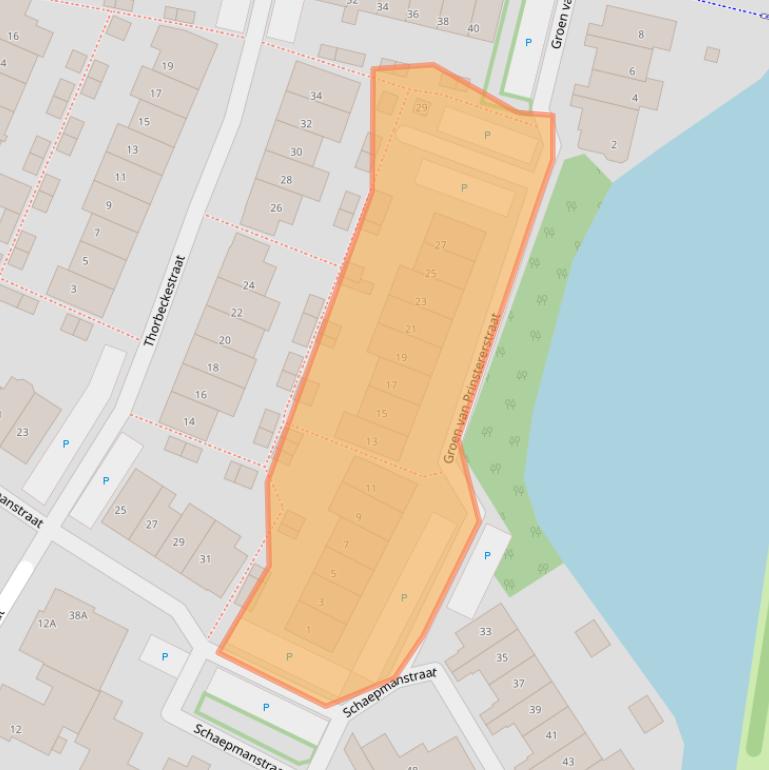 Kaart van postcodegebied 2672BA.