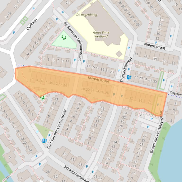 Kaart van postcodegebied 2672BC.