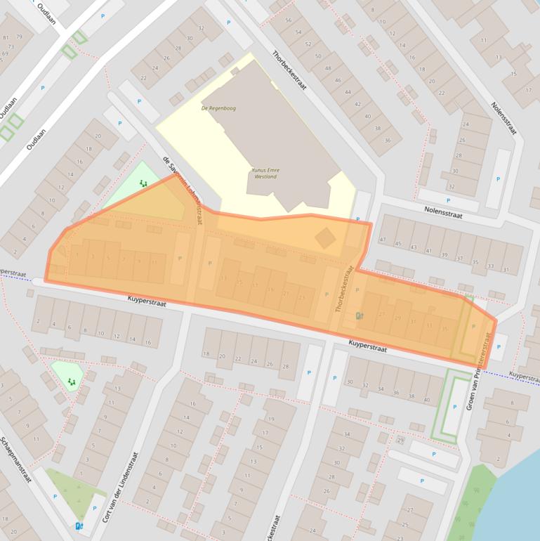 Kaart van postcodegebied 2672BD.