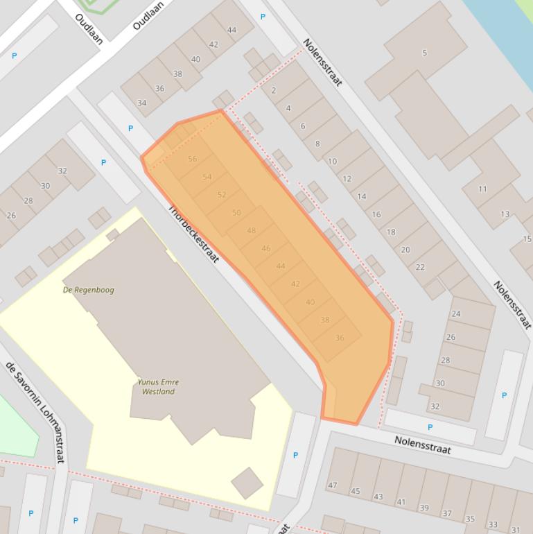 Kaart van postcodegebied 2672BE.