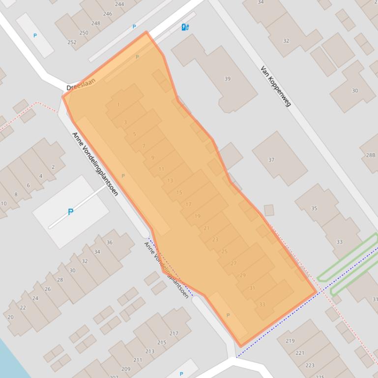 Kaart van postcodegebied 2672BT.