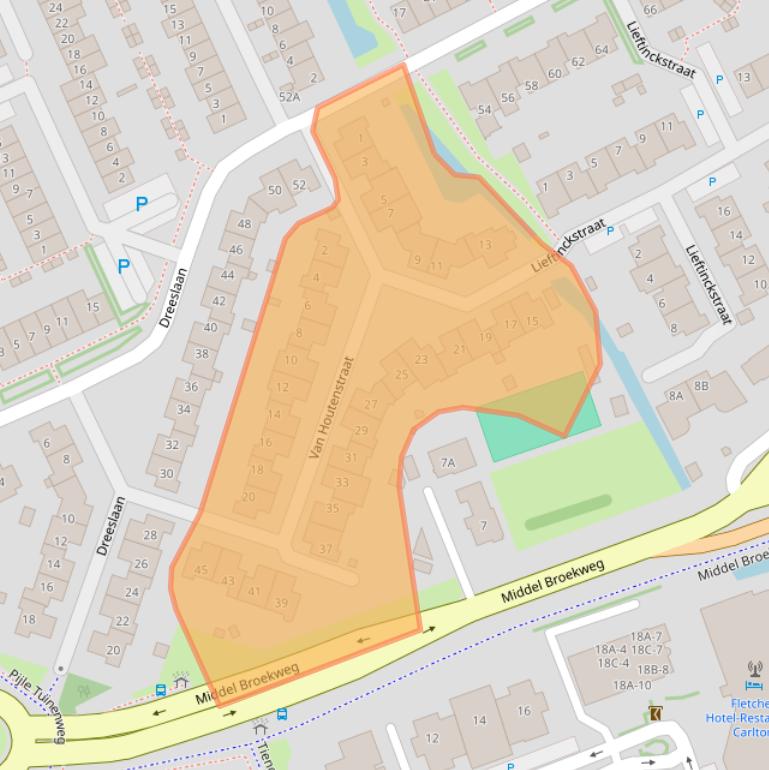 Kaart van postcodegebied 2672DP.