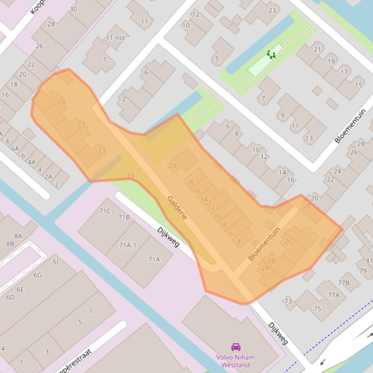 Kaart van postcodegebied 2672DS.