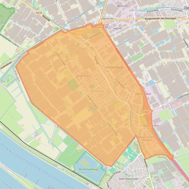 Kaartafbeelding, ingezoomd op postcodegebied 2676.