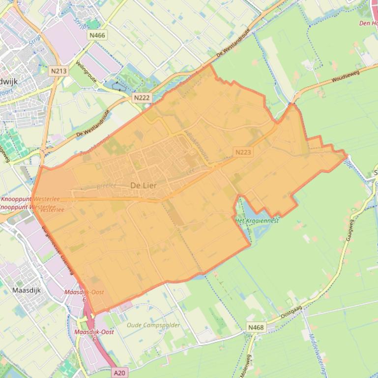 Kaart van postcodegebied 2678.