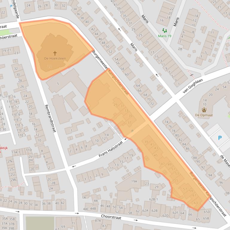 Kaart van postcodegebied 2681AB.