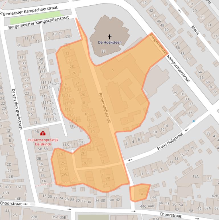 Kaart van postcodegebied 2681AX.