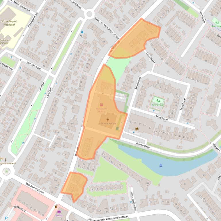 Kaart van postcodegebied 2681BN.