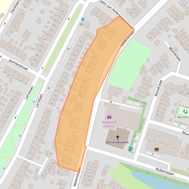 Kaart van postcodegebied 2681BT.