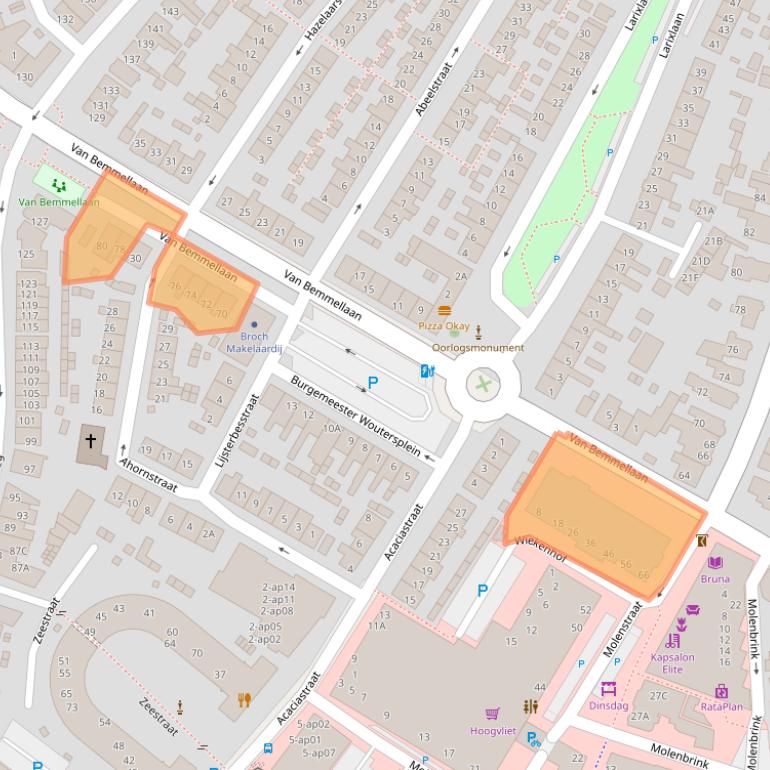 Kaart van postcodegebied 2681CX.