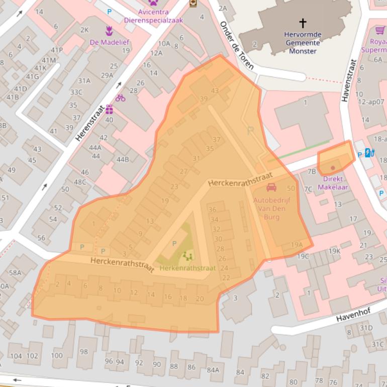 Kaart van postcodegebied 2681DG.