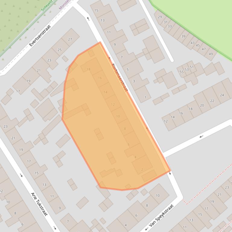 Kaart van postcodegebied 2684XV.