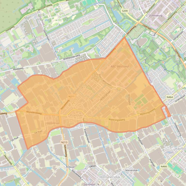 Kaart van postcodegebied 2685.