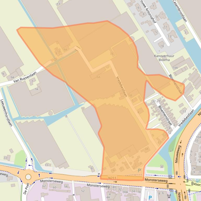 Kaart van postcodegebied 2685AJ.