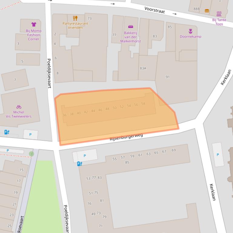 Kaart van postcodegebied 2685EC.