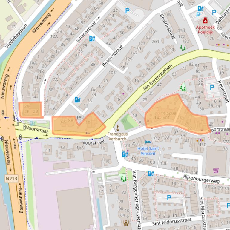 Kaart van postcodegebied 2685EM.