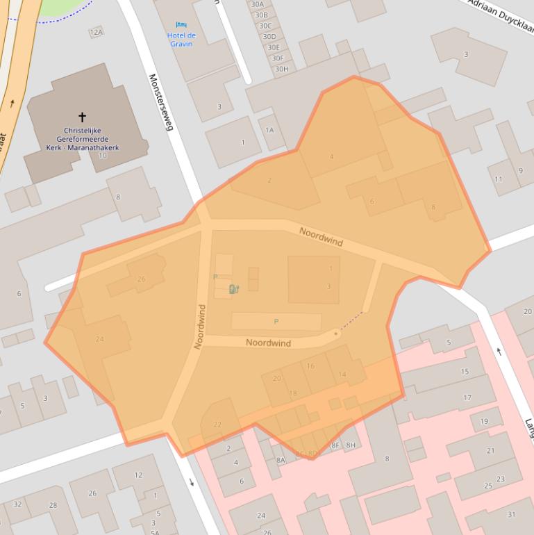 Kaart van postcodegebied 2691BA.