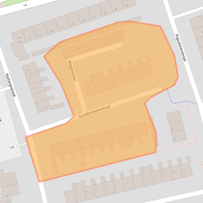 Kaart van postcodegebied 2691DW.