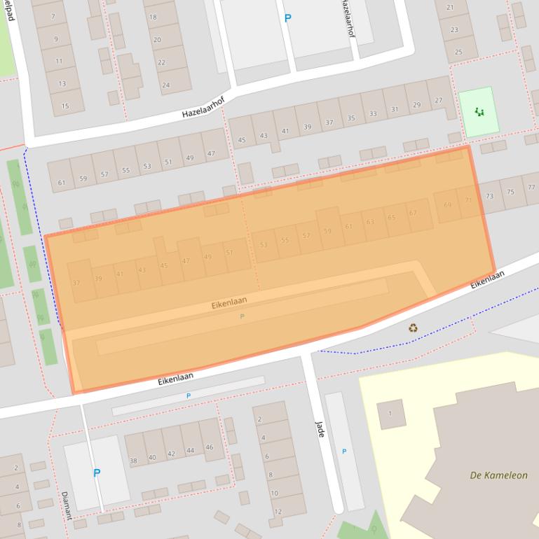 Kaart van postcodegebied 2691DZ.