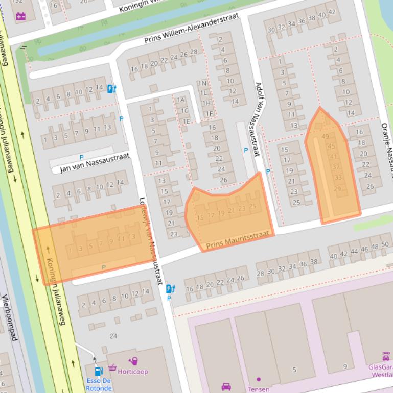 Kaart van postcodegebied 2691GR.