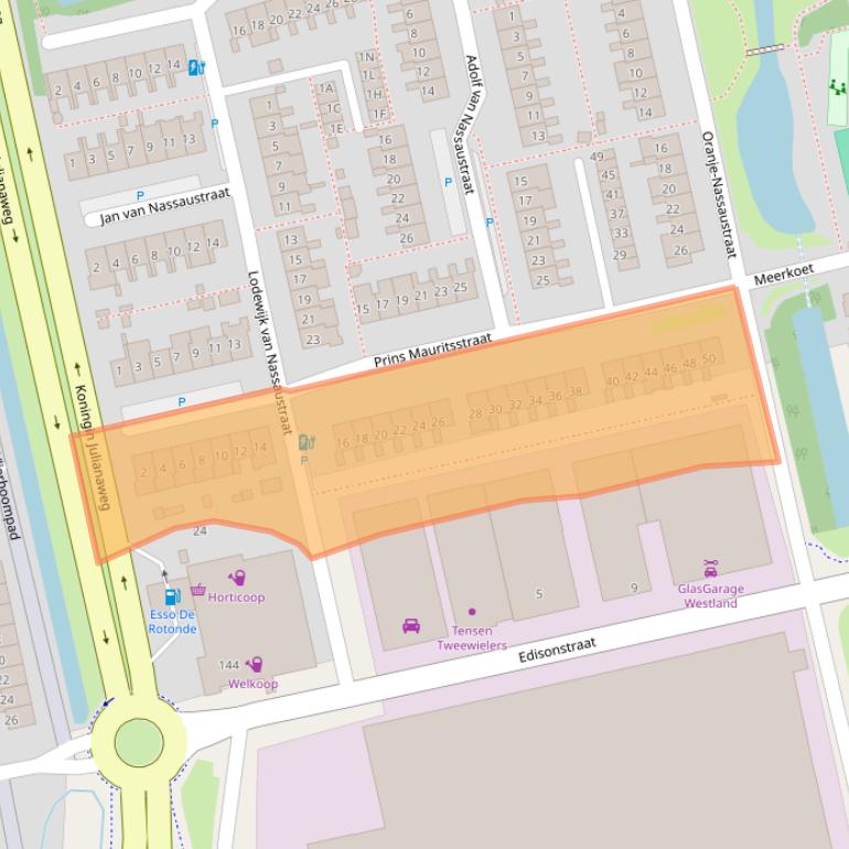 Kaart van postcodegebied 2691GS.