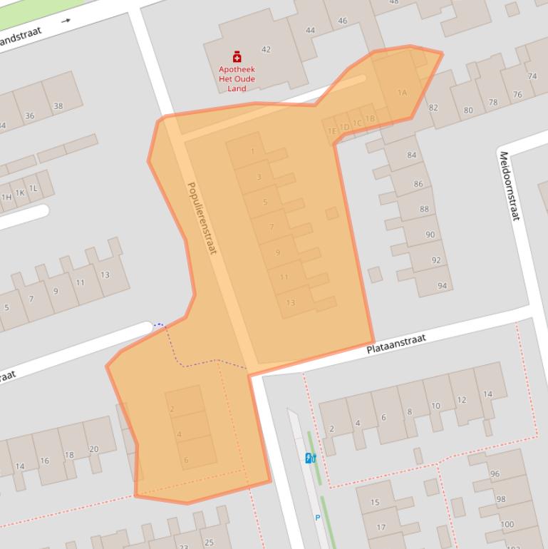 Kaart van postcodegebied 2691TS.