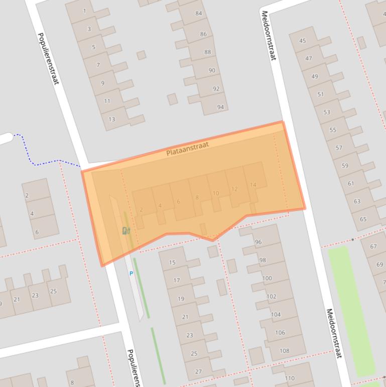 Kaart van postcodegebied 2691TZ.