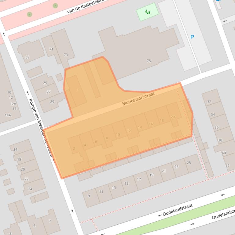 Kaart van postcodegebied 2691ZE.