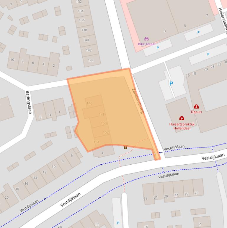 Kaart van postcodegebied 2692AX.