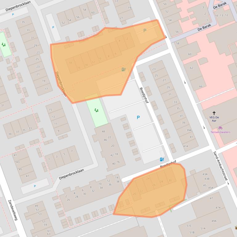 Kaart van postcodegebied 2692AZ.
