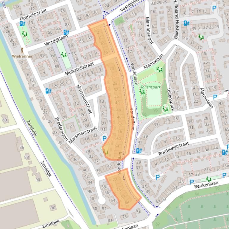 Kaart van postcodegebied 2692DK.