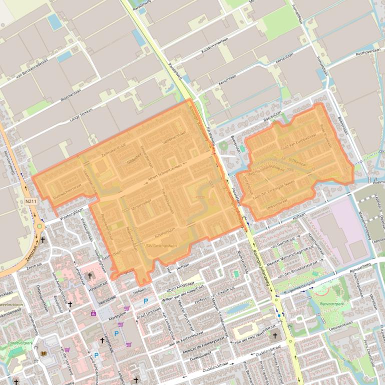 Kaartafbeelding, ingezoomd op postcodegebied 2694.