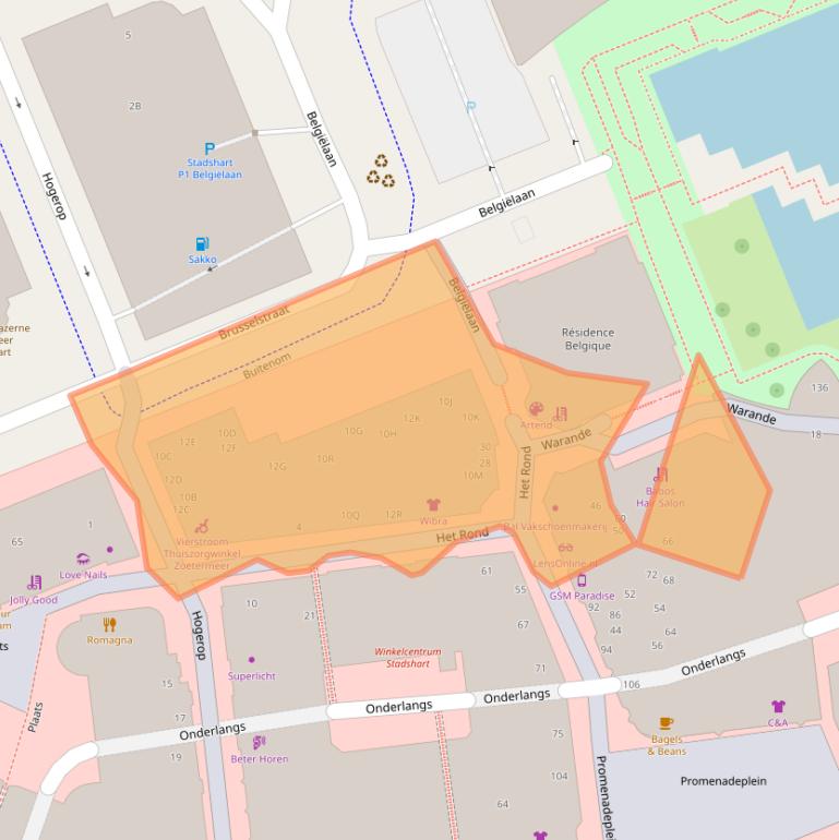 Kaart van postcodegebied 2711BW.