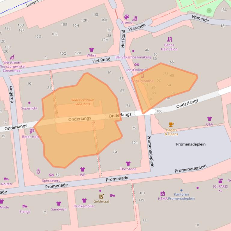 Kaart van postcodegebied 2711BZ.