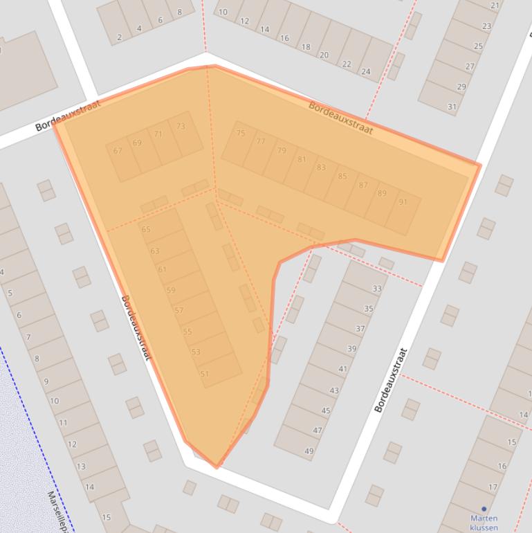 Kaart van postcodegebied 2711CL.